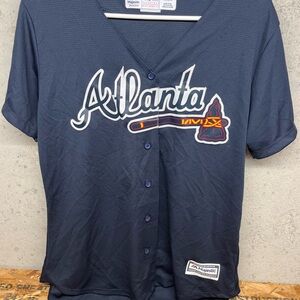Majestic Navy Blue Atlanta Jersey